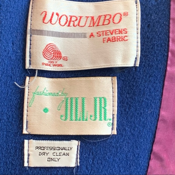 Vintage 80s Jill Jr Wool Maxi Coat Long Blue ILGWU - Picture 9 of 13